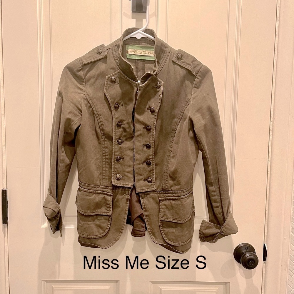Olive Green Cotton Military Style Jacket